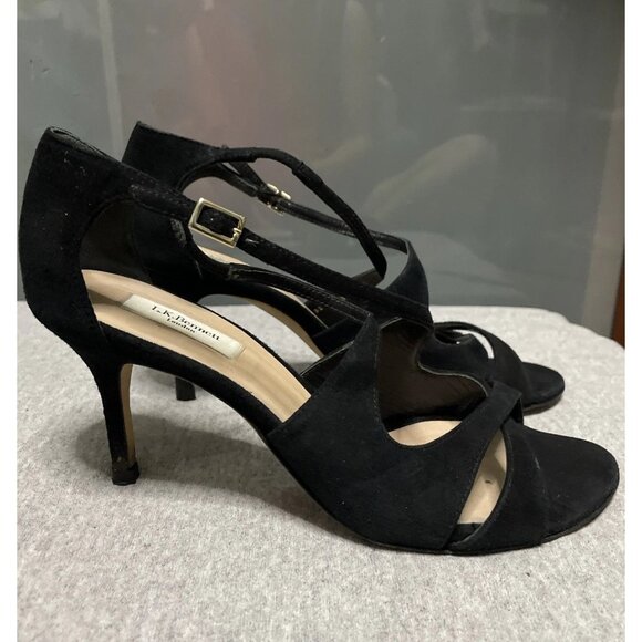 L. K. Bennett Blossom Womens Strappy Sandals Black Suede Heels Size 36 EU 6 US - Picture 3 of 9